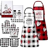 Xtinmee Xtimee Valentines Mr and Mrs Aprons for Couples Bridal Shower Gifts Towel Oven Mitt Pot Holder Wedding Kitchen