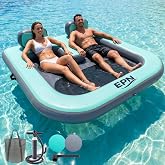 EPN Inflatable Floating Dock, Drop-Stitch Platform for Adults, 70.9 Inch | Heavy-duty floating island with mesh center and dual backrests for adults at pools, lakes, rivers and beaches