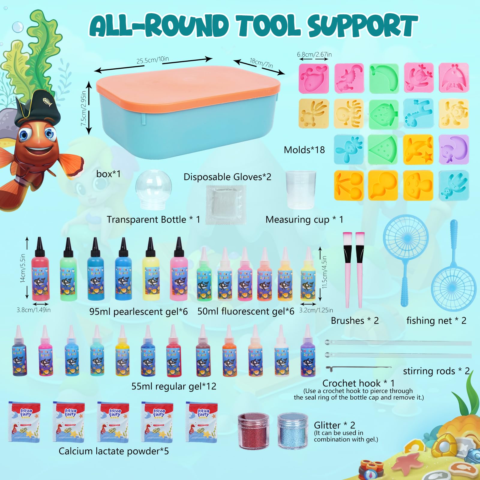 Pintada Magic Water Gel Kit for Kids – Create Squishy Water Pets with 24 Colorful Gels & 18 Molds! DIY Science Toys, Sensory Play, Glow in The Dark Crafts for Girls Boys Ages 6-12