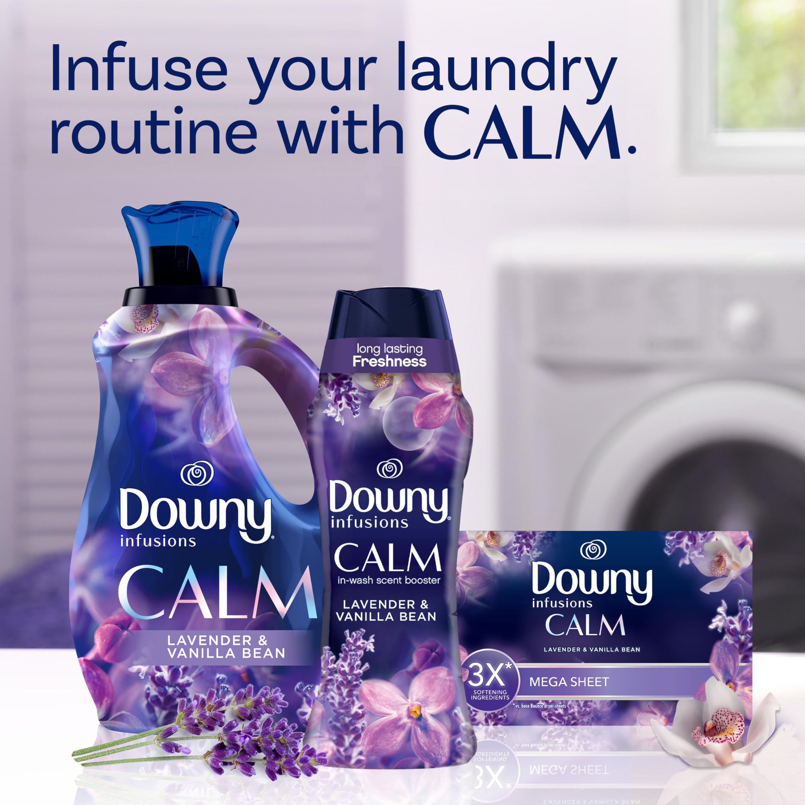 Downy Infusions In-Wash Laundry Scent Booster Beads, CALM, Soothing Lavender and Vanilla Bean, 18.2 oz