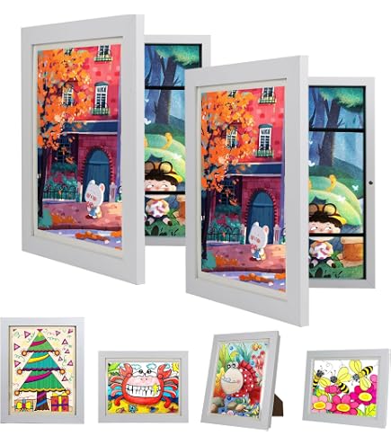 Marcos Para Dibujos Infantiles - Set De 2 Marcos Con Apertura Frontal Magnética, Para Colgar En Pared, Intercambiable, Para Arte Infantil