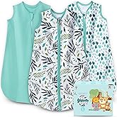 Cute Castle Baby Sleep Sack 12-18 Months - Lightweight 100% Cotton 2-Way Zipper TOG 0.5 Infant Wearable Blanket, Newborn Essentials Toddler Sleep Clothes (3 Pack Green)