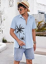 COOFANDY Men's Hawaiian Shirts Short Sleeve Button