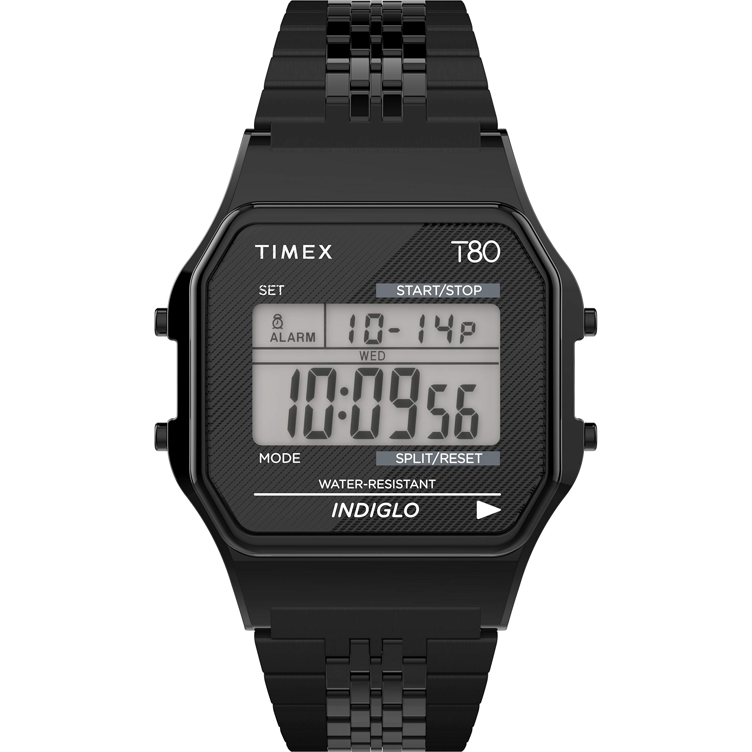 Timex unisex-adult T80 34mm Watch – Black with Stainless Steel Bracelet