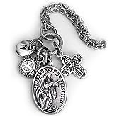 St. Margaret of Castellos Necklace, Keychain or Clip, Patron Saint Confirmation Gift, Crystal Pendant and Initial Charm