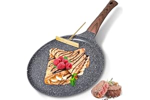 UVwey Crepe Pan Nonstick, 11 inch Comales para Tortillas Griddle Pan for Stove Top, Granite Coating Flat Pancake Pan Dosa Taw