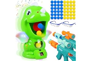 KUOVEI Movable Dinosaur Shooting Toy Guns for Kids with 2 Air Pump Guns Target Shooting Games and 46 Foam Balls,Party Toys with Score Record,Sound and LED,Gifts for Boys & Girls Toy Ages 4 5 6 7 8 Years Old