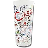 Catstudio Drinking Glass, North Carolina Frosted Glass Cup for Kitchen, 15oz Dishwasher Safe Tumbler for North Carolina Lovers