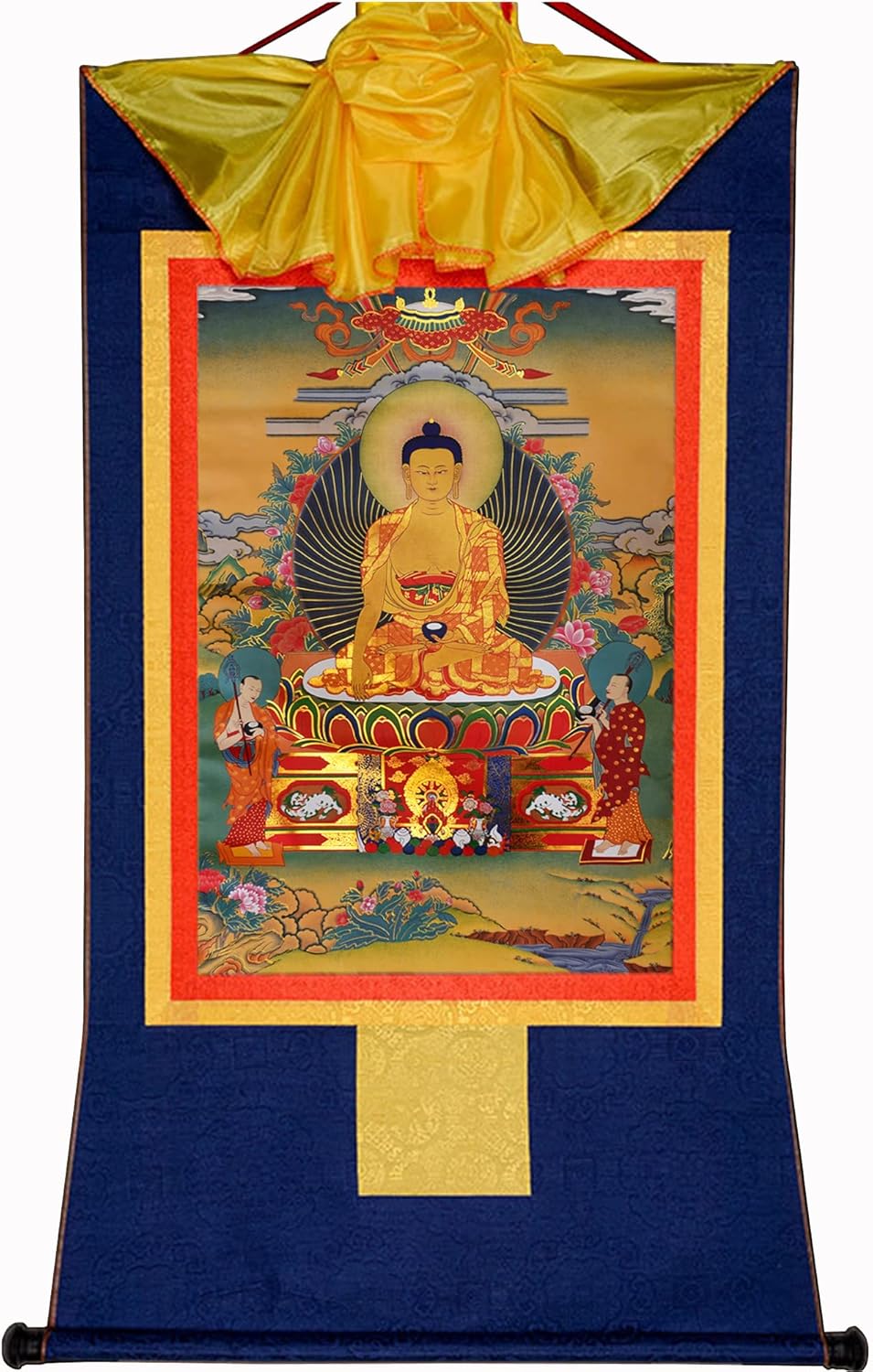 Paintings - Gandhanra Tibetan Thangka Art,Shakyamuni(Gautama Buddha,Siddhattha Gotama),Buddhist Thangka Painting,Thangka Brocade Wall Hanging,Buddha Tapestry with Scroll,for Buddhist Altar Zen Meditation