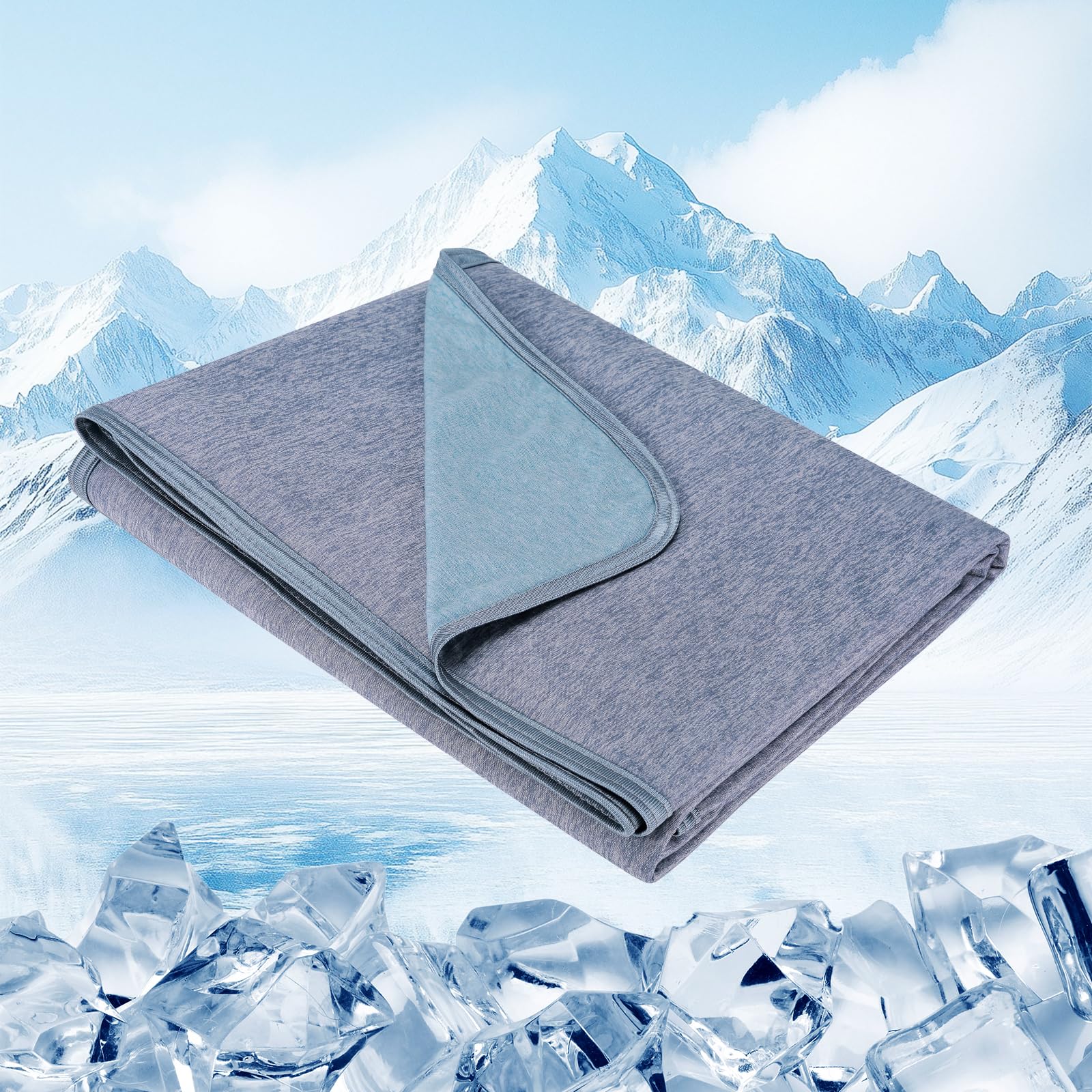 Danctec Cooling Blanket for Night Sweats, Summer Cool Throw for Hot Sleepers, Q-Max>0.45 Cool Fiber for Bed Sofa Chair Travel Adult Kid or Menopause, Lightweight, Twin/Single Size, 150x200cm, Blue