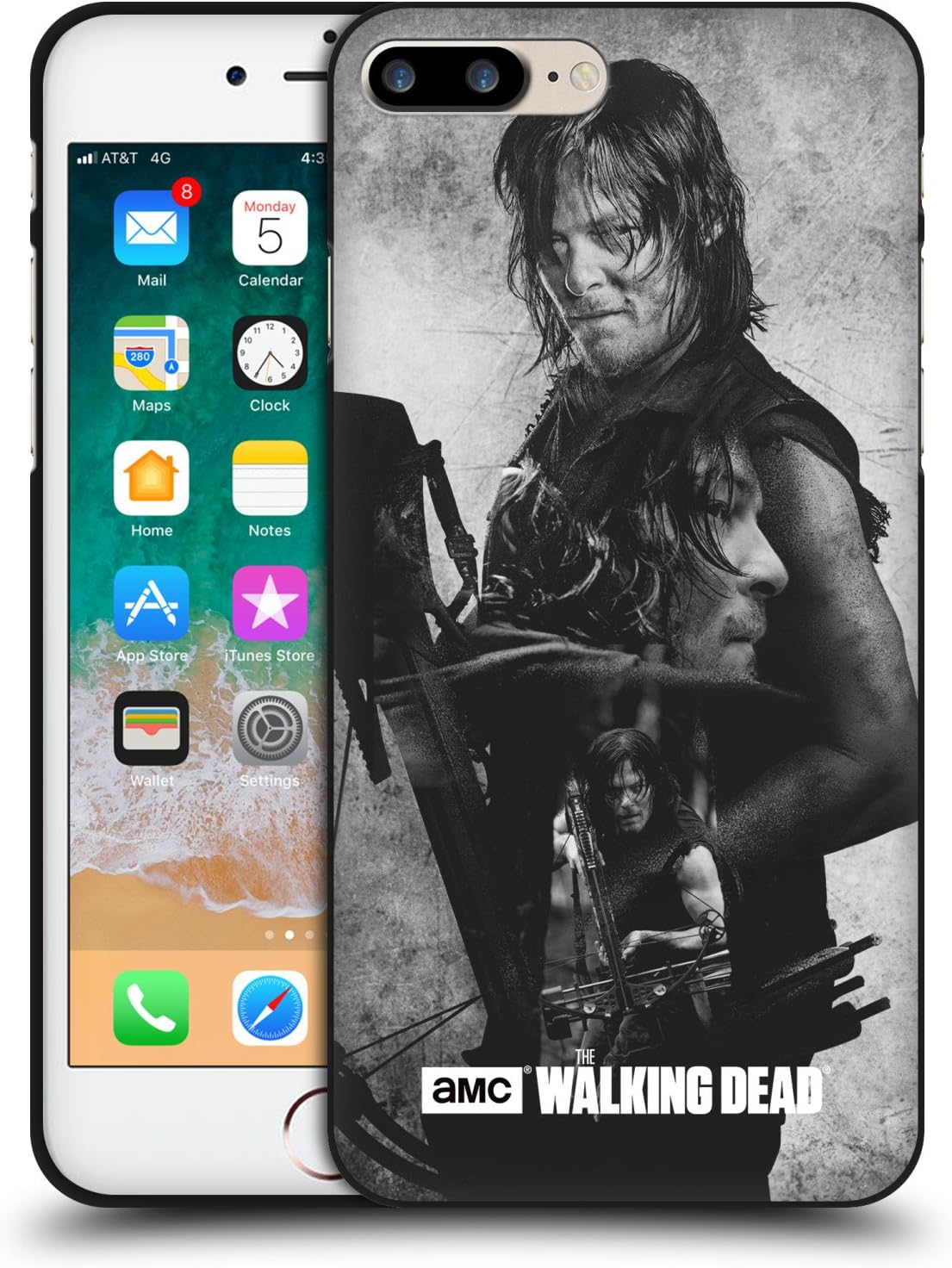 Head Case Designs Officially Licensed AMC The Walking Dead Daryl Double Exposure Black Soft Gel Case Compatible with Apple iPhone 7 Plus/iPhone 8 Plus