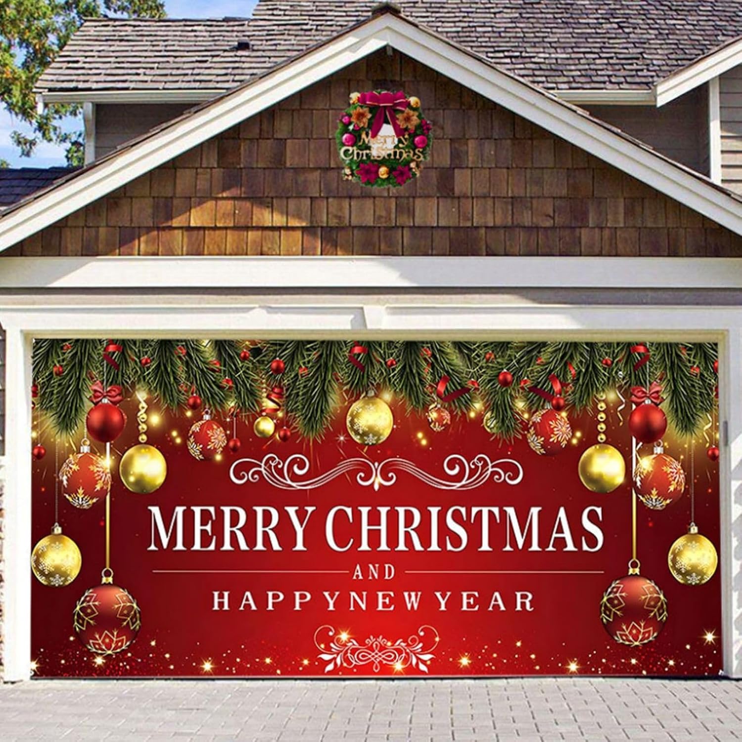 Garage Door Decorations - 7x16FT Christmas Garage Door Banner Large 