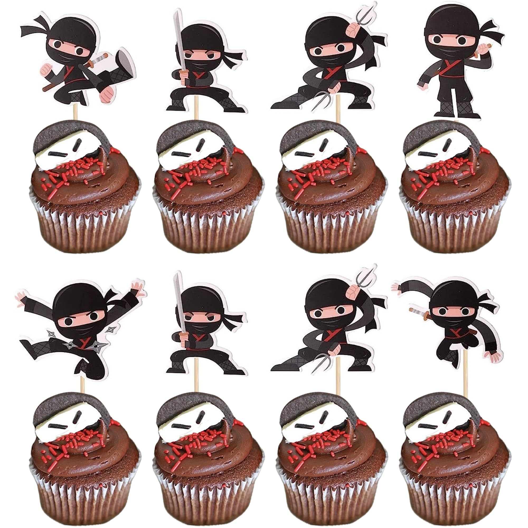 SYKYCTCY 36 Pack Ninja Cupcake Toppers Martial Arts Karate Kung Fu Warriors Cupcake Picks Ninja Theme Baby Shower Kids Birthday Party Cake Decorations Supplies…