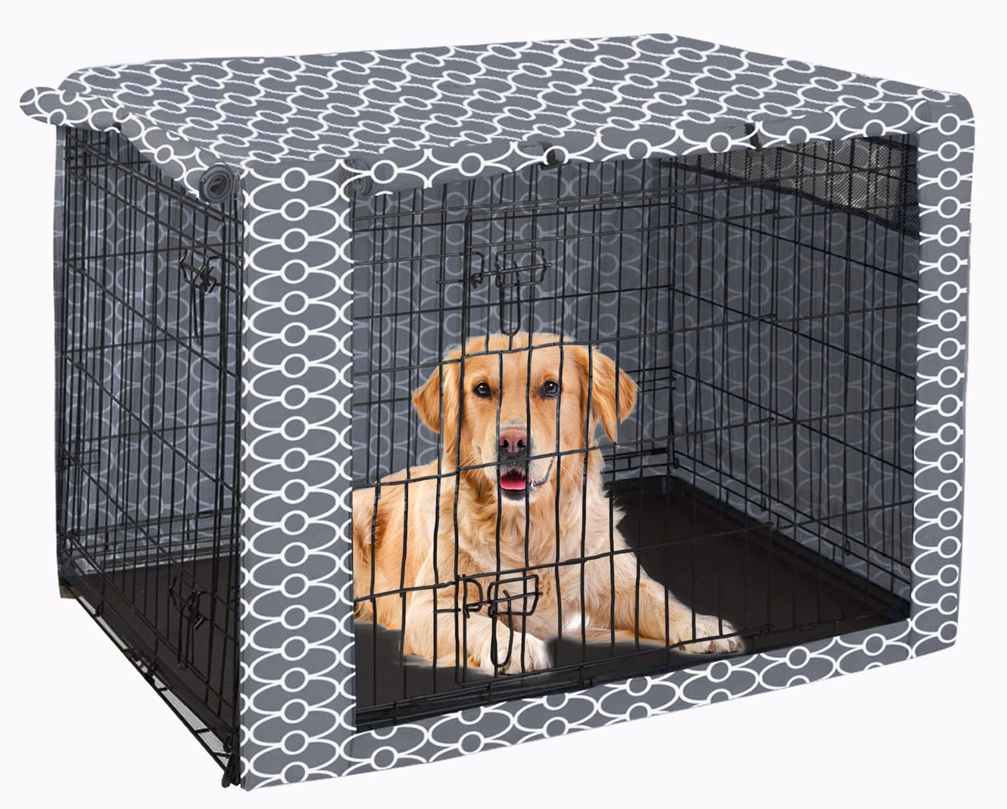 Pethiy Dog Crate Cover Durable Polyester Pet Kennel Cover Universal Fit for Wire Dog Crate - Fits Most 36 inch Dog Crates - Cover only-Gray-36