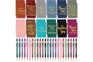 Ragnhild 48 Pcs Thank You Gifts Bulk Motivational Pens Inspirational Notepads, Mini Motivational Notebooks Gifts for Employee Teacher Staff Volunteer Coworker