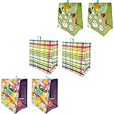 Earthwise Reusable Shopping Bags Extremely Durable Multi Use Large Stylish Fun Foldable Water-Resistant Totes Design - Small Rise (pack of 6-2 of each Design)