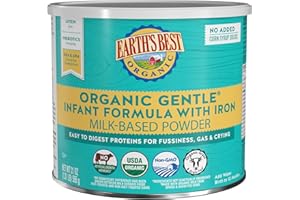 Earth's Best Organic Baby Formula, Gentle Infant Formula for 0-12 Months, Milk-Based Powder with Iron, Omega-3 DHA & Omega-6 ARA, 21 Ounce Container
