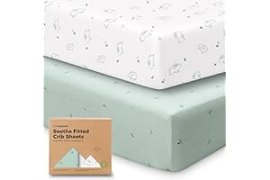 KeaBabies 2-Pack Organic Crib Sheets for Boys, Girls - Fitted Crib Mattress Sheet Neutral, Breathable Jersey Cotton Cover for