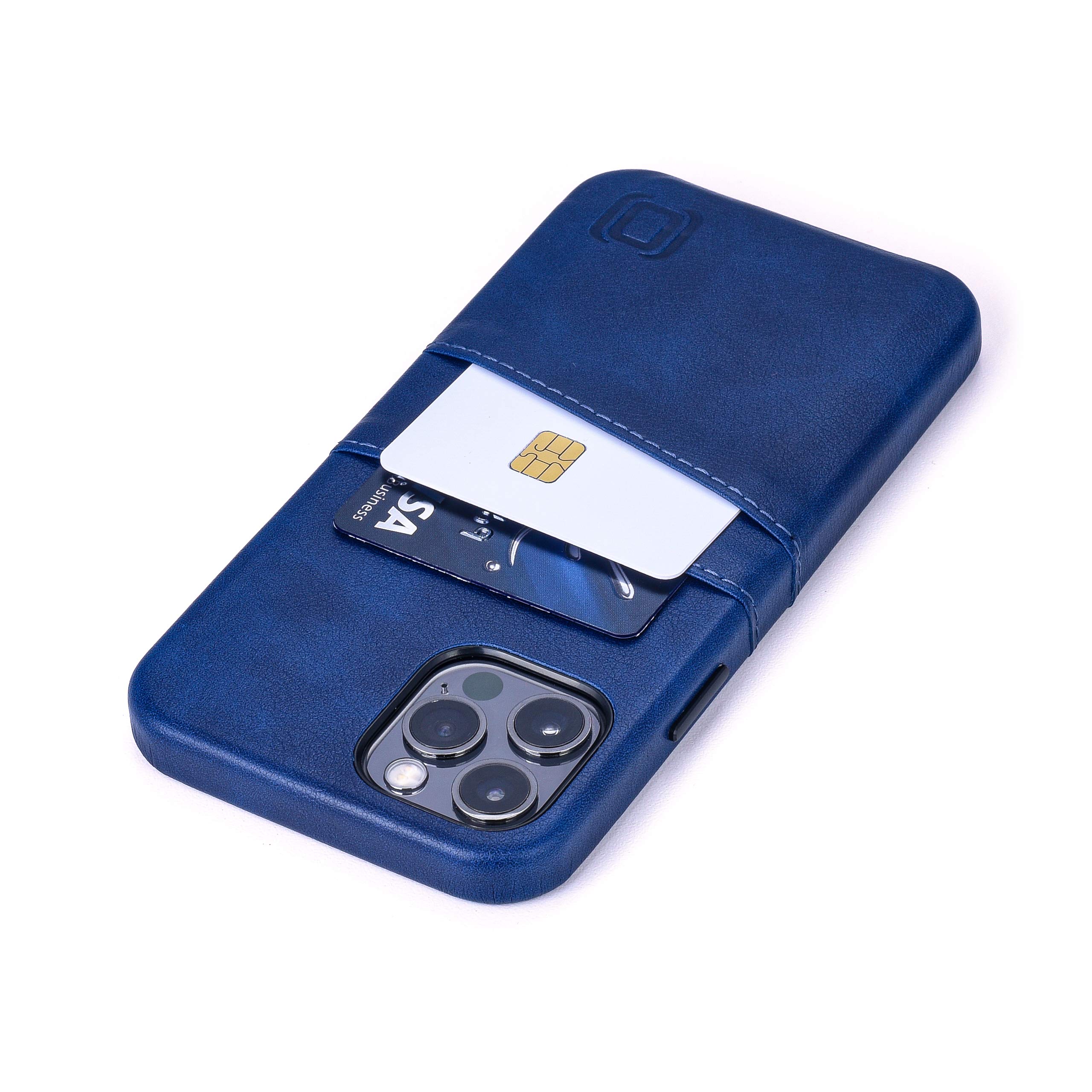 Dockem Wallet Case for iPhone 12 & iPhone 12 Pro: Built-in Metal Plate for Magnetic Mounting & 2 Credit Card Holders: 6.1" Exec M2, Smooth Synthetic Leather (Navy)