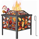 15.7 inch Small Fire Pit for Outside, Outdoor Wood Burning | Anti-Spark Mesh Guard, Small Bonfire Pit, Firepit Bowl for Patio Camping Backyard Deck Picnic Porch