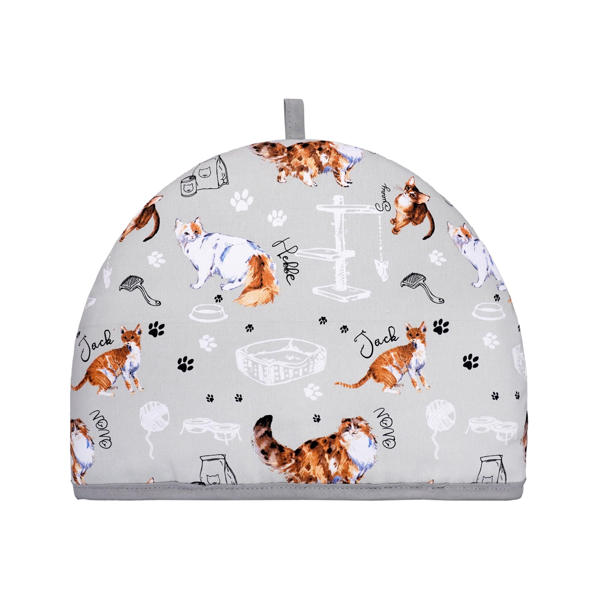 SiXsigma Sports Tea Cosy For Insulated Teapot Warmer (35x27x3cm) - Quick Dry Cotton Small, Medium, Large Teapot Funny and Trendy Design - Ideal For Women (Sky Blue - Cats)