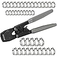 ISPINNER PEX Crimping Tool, Clamp Cinch Crimp Tool Crimper for Stainless Steel PEX Clamps from 3/8" to 1", with 40pcs PEX Crimp Rings 3/8" 1/2" 3/4" 1"