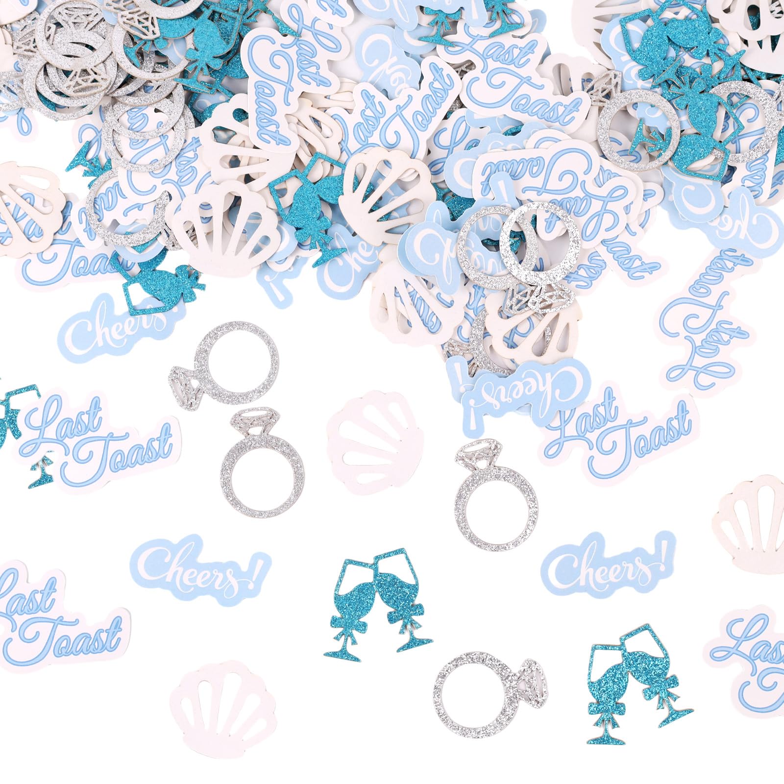 Photo 1 of 200pcs Last Toast on the Coast Confetti, Last Splash Shell Bachelorette Party Decorations Sparkle Diamond Ring Table Decor for Ocean Engagement Wedding Bridal Shower (5 Styles)