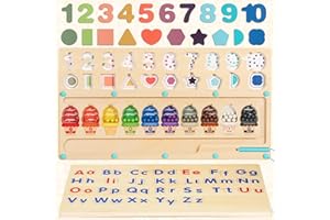HAMSILY Montessori Toys for 3 Year Old Toddlers: 4 in 1 Learning Resources Toys Magnetic Color and Number Maze Wooden Puzzle Board Shape Sorting Game Activities for Kids Birthday Gifts for Boys Girls Age 3 4