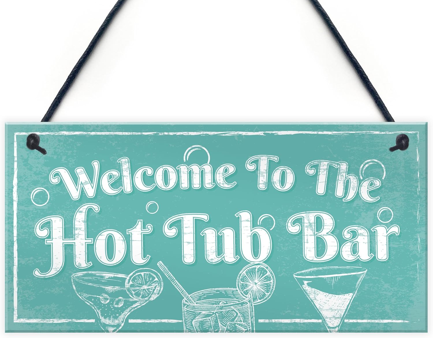 Red Ocean Welcome To The Hot Tub Bar Novelty Garden Shed Pool Hanging Plaque Outdoor Sign, blue