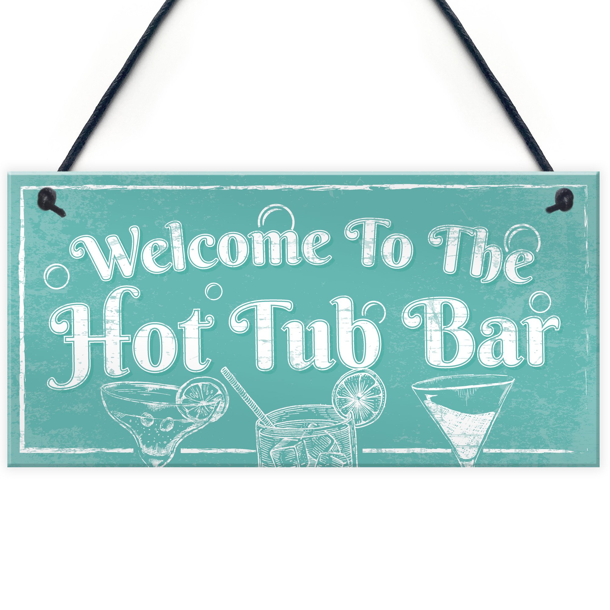 Red Ocean Welcome To The Hot Tub Bar Novelty Garden Shed Pool Hanging Plaque Outdoor Sign