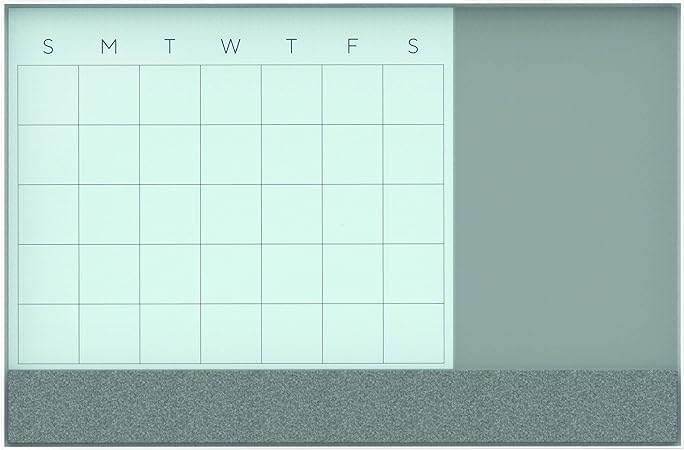 Amazon U Brands Magnetic Glass Dry Erase 3 in 1 Calendar Board 