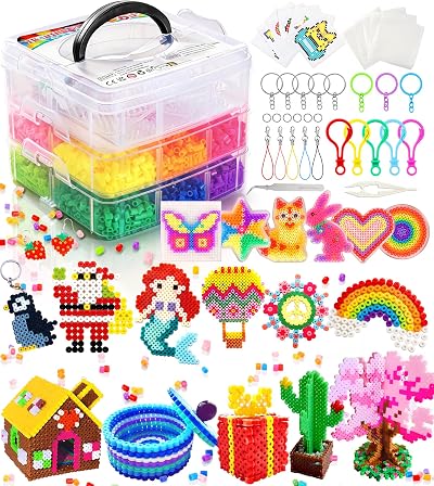 Ophy Fuse Beads Kit 15000pcs 5mm Beads 20 Colors 16 Patterns 6 Pegboards