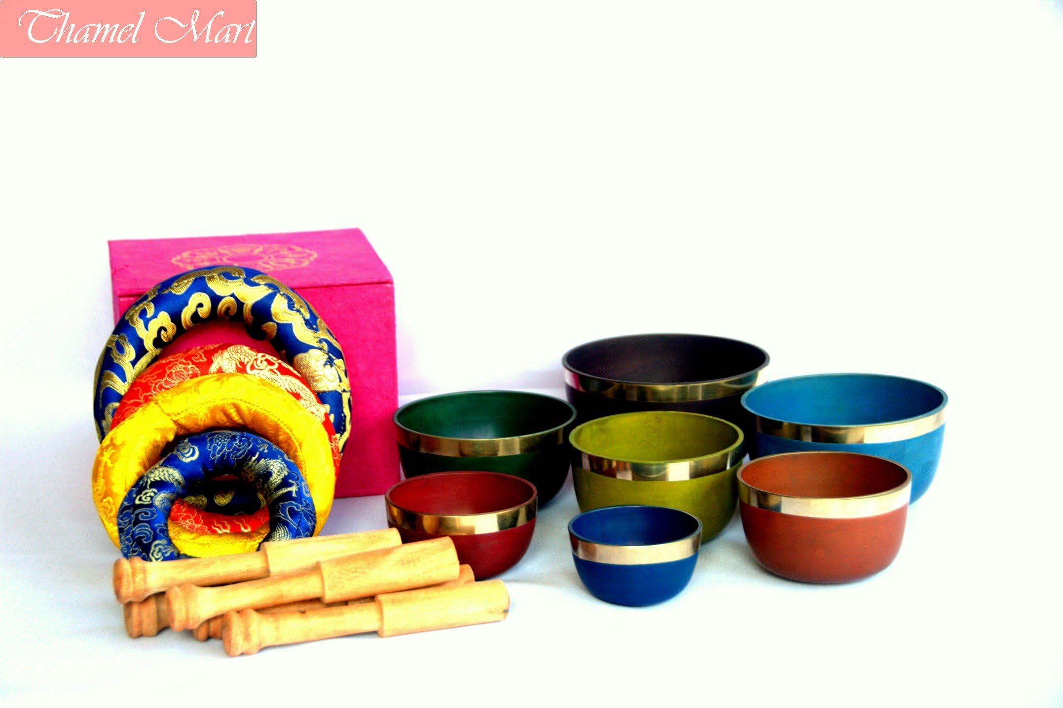 Set of Chakra healing tibetan singing bowls-7 bowls set from Thamelmart,Nepal