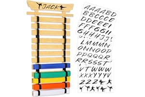 Winartton 12 Belts Karate Belt Display Rack with Stickers, Martial Arts Belt Display Holder, Taekwondo Belt Jiu Jitsu Belt BJJ Belt Display Hanging Holder for Kids and Adults Gifts