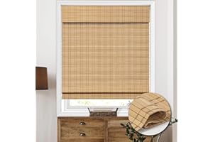 HIDODO Cordless Bamboo Roman Shades, Light Filtering Bamboo Shades Blinds Window Treatment Roll Up Blind for Windows, 32" W x 64" H, Natural