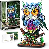 JOJO&Peach Floral Owl Toy Building Sets, MOC Creative Flower & Animal Model Set, Collectible Display Model, Valentine's Day B