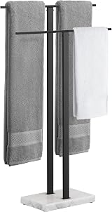 KES Freestanding Towel Rail with Marble Base Black 2 Tiers SUS304 view 1