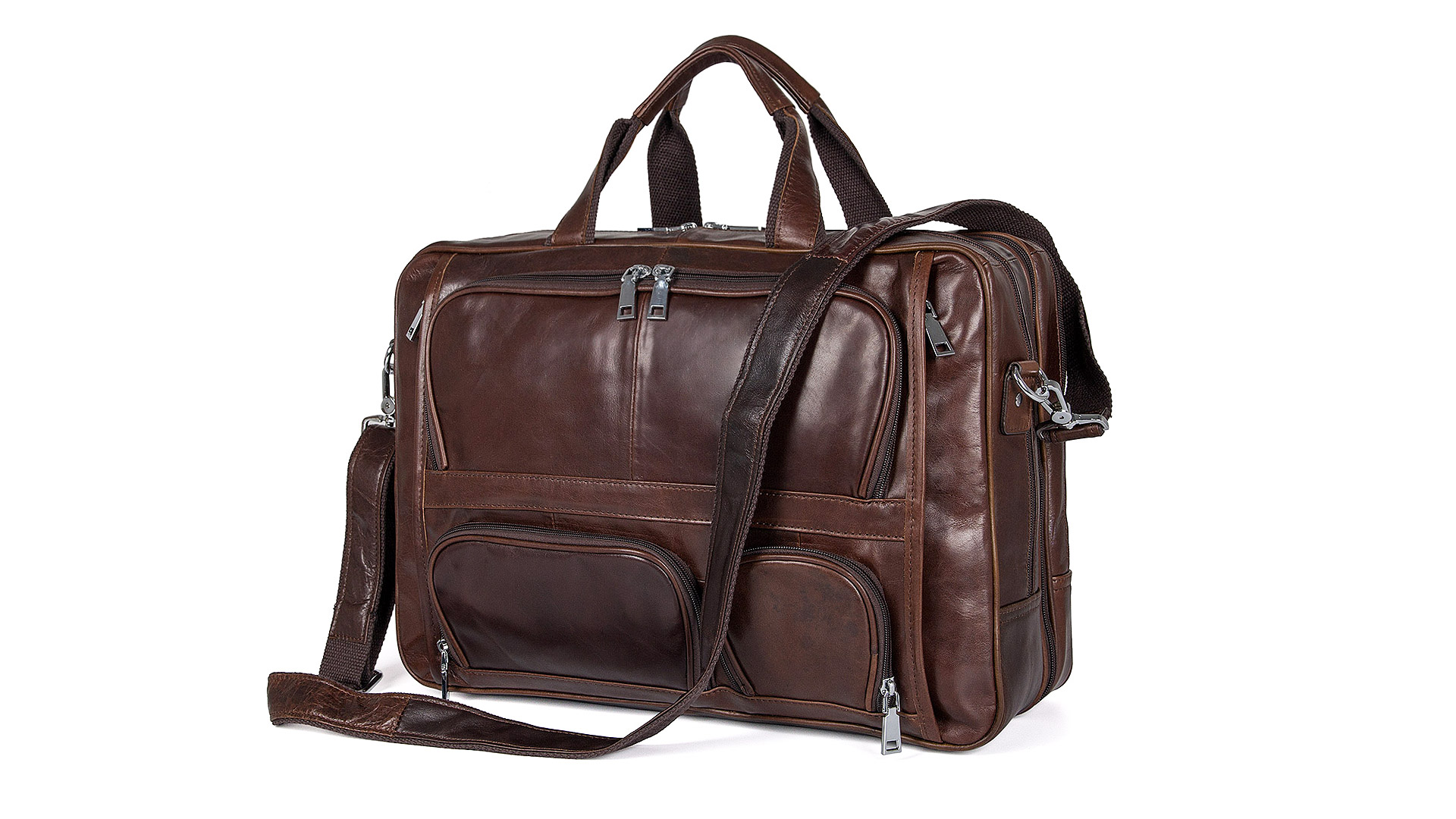 Augus Business Travel Briefcase Genuine Leather Duffel Bags for Men