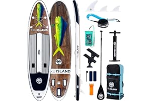 TRU ISLAND TRUISLAND Inflatable Paddle Board, Stand Up Paddle Board with Backpack, Non-Slip Thickened Deckpad, Waterproof Phone Case, Leash, Paddle, Hand Pump