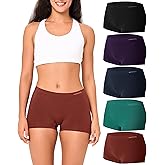 BAMBOO COOL Seamless Boyshort Underwear for Women Mid Waist Stretchy Panties Moisture Wicking Boxer Briefs 5 Pack