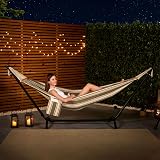VonHaus Hammock with Stand Freestanding 2 Person Polycotton Green view 3