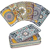 HENXFEN LEAD Boho Ceramic Dinner Plates 10 Inch – Large Rectangular Serving Plates Set of 6 for Salad, Sushi & Main Dishes, Microwave & Dishwasher Safe