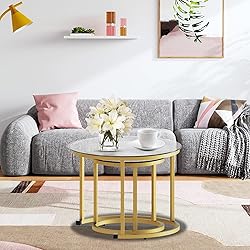 aboxoo Gold Nesting Coffee Table Set of 2, Small
