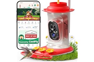 RICHBIRD Smart Hummingbird Feeder with Camera Solar Powered, AI Identify, Instant Notification, Leakproof & Ant Moat Bird Feeder with Camera, Hummingbird Feeders for Outdoors, Gift for Bird Lovers (20 oz)