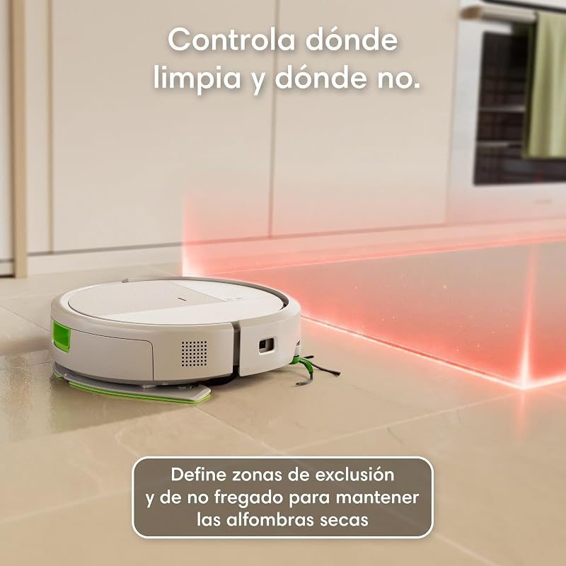 Roomba 115 Combo, Robot Aspirador y friegasuelos 2 en 1, Potencia de succión de 15000 Pascales, Cepillo Lateral Flexible, Mopa de fregado extendida, Navegación Clearview LiDAR, App, Blanco