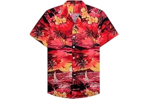 Alimens & Gentle 100% Cotton Regular Fit Short Sleeve Casual Hawaiian Shirt for Men - 2XL
