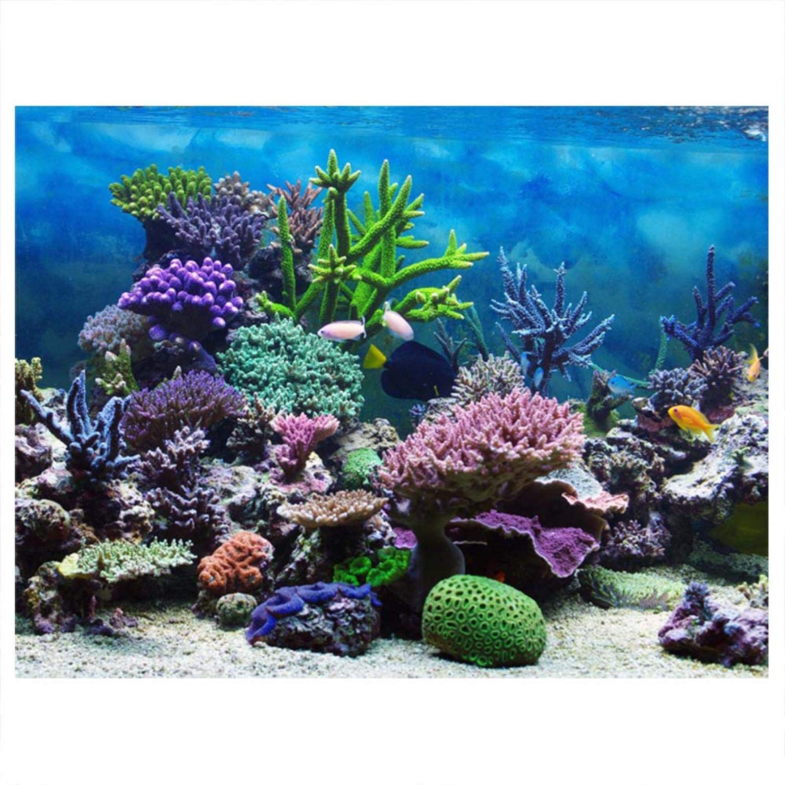 Aquarium Background Poster, 122 x 61cm PVC Fish Tank Background Underwater Coral Reef Decor Paper Cling Decals Sticker(122 * 61cm)