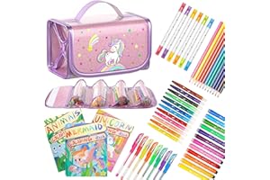 EAPHANT Unicorns Birthday Gifts for 5 6 7 8 Year Old Girl Fruit Scented Markers Set with Cute Unicorn Pencil Case and Coloring Books For Little Artists Girls Toys Age 6-8 8-10 (Multicolor)