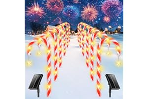 BOMIER Outdoor Christmas Decorations, 12 Pack Solar Candy Cane Pathway Lights, Solar Christmas Lights Outdoor Waterproof, 21" Candy Cane Christmas Decorations Yard, Solar Christmas Decorations Outdoor