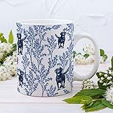 RVEAFA Black Lab Blue French Toile Coffee Mug, Labrador Lover Gifts for Women, Blue Toile Coffee Cup for Black Lab Mom, Pet Dog Lovers Tea Coffee Mug Birthday Gifts for Dog Owners, 11 oz